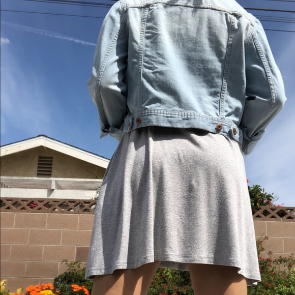 Grey Trapeze Dress with Blue Detailing - Picture 4 of 7